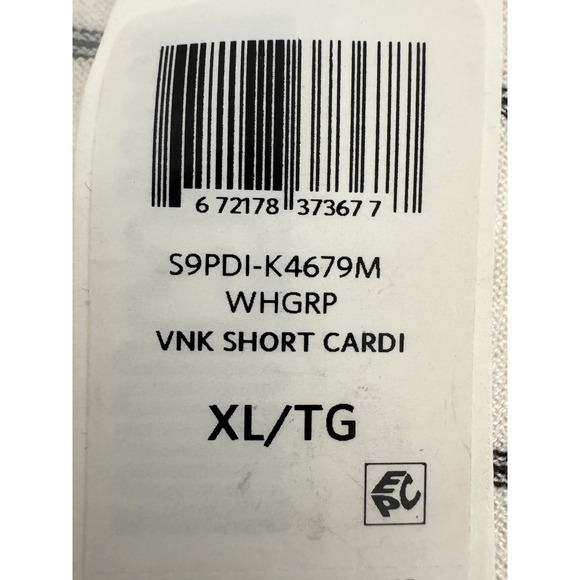 Eileen Fisher V-Neck Cardigan XL White Black Stripe Long-Sleeve Tencel Knit NWT - Picture 7 of 9